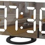 Digital Clock Large Display, LED Alarm Electric Clocks Mirror Surface for Makeup with Diming Mode, 3 Levels Brightness, Dual USB Ports Modern Decoration for Home Bedroom Decor-Black