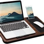 LapGear Home Office Lap Desk with Device Ledge, Mouse Pad, and Phone Holder - Espresso Woodgrain - Fits Up to 15.6 Inch Laptops - Style No. 91575