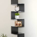 Greenco Corner Shelf 5 Tier Shelves for Wall Storage, Easy-to-Assemble Floating Wall Mount Shelves for Bedrooms and Living Rooms, Espresso Finish