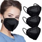 50pcs KN95 Face Mask Black 5 Layer Cup Dust Safety Masks Filter Efficiency≥95% Breathable Elastic Ear Loops Black Masks