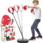 Whoobli Punching Bag for Kids Incl Boxing Gloves | 3-8 Years Old Adjustable Kids Punching Bag with Stand | Boxing Bag Set Toy for Boys & Girls